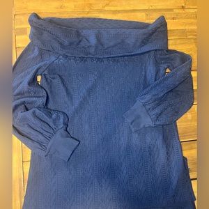 Navy blue turtle neck faux cable knit top by Anthropologie size small fall